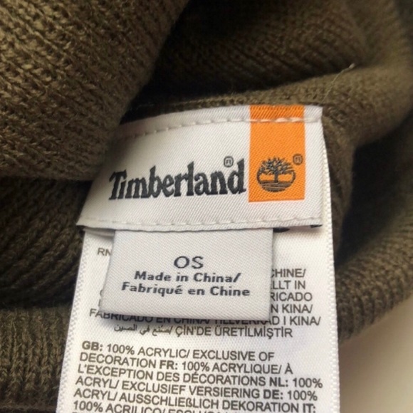 New Men’s Hat Timberland Winter Hat Mens Olive Green Cuffed Knit Beanie Hat - Picture 7 of 10